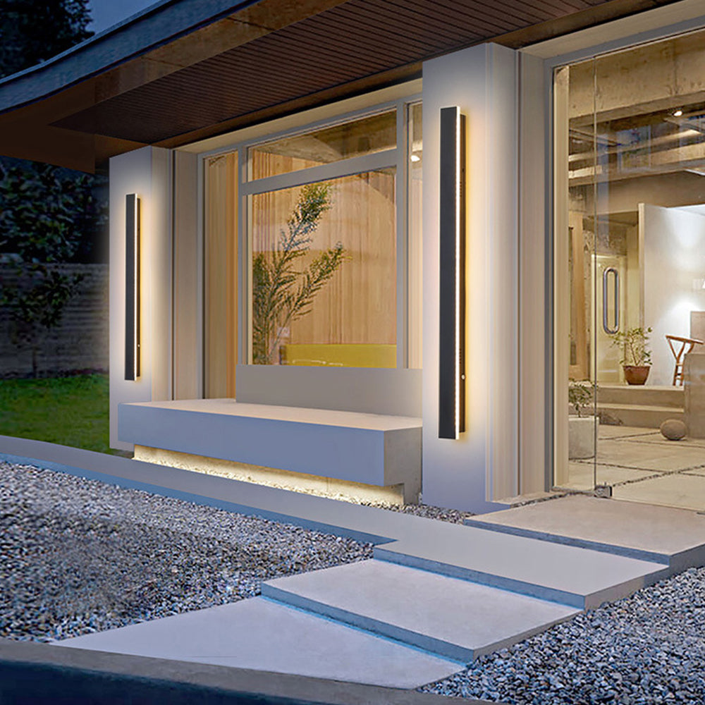 IP65 Simple Industrial Long Acrylic Black Outdoor LED Wall Lights