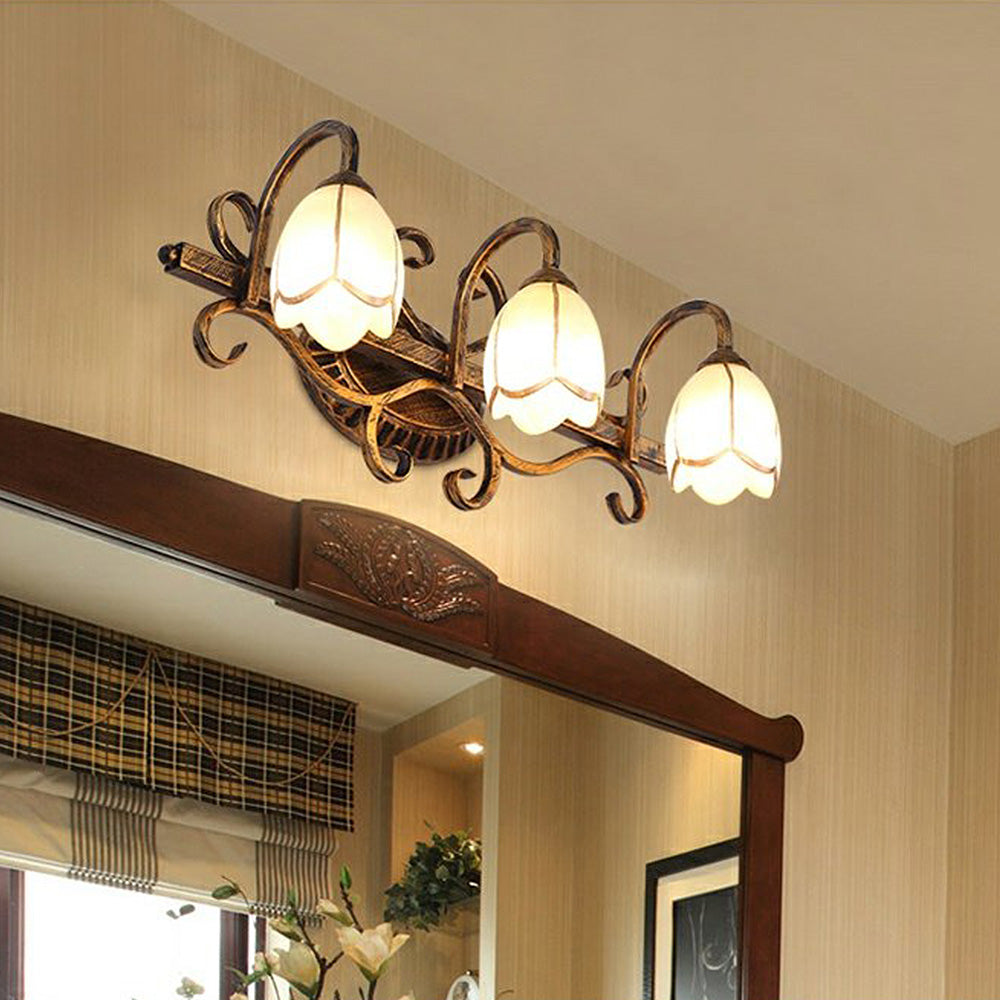 Vintage Flower Shape Gold Bathroom Vanity Wall Lighting