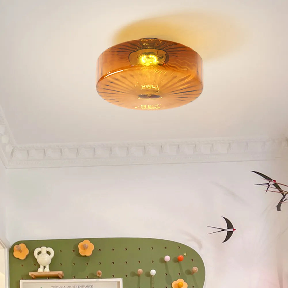 Medieval Glass Corrugated Ceiling Lamp