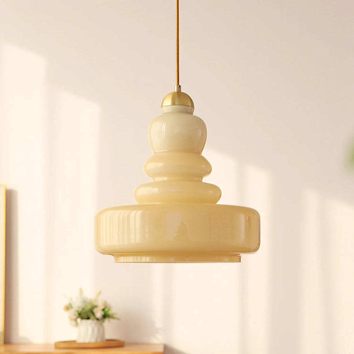 Modern Milk Glass Gourd Pendant Light