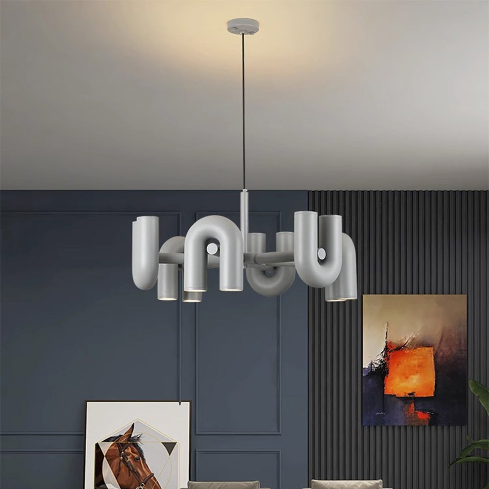 Morandi Creative Pipe Shaped LED Chandelier