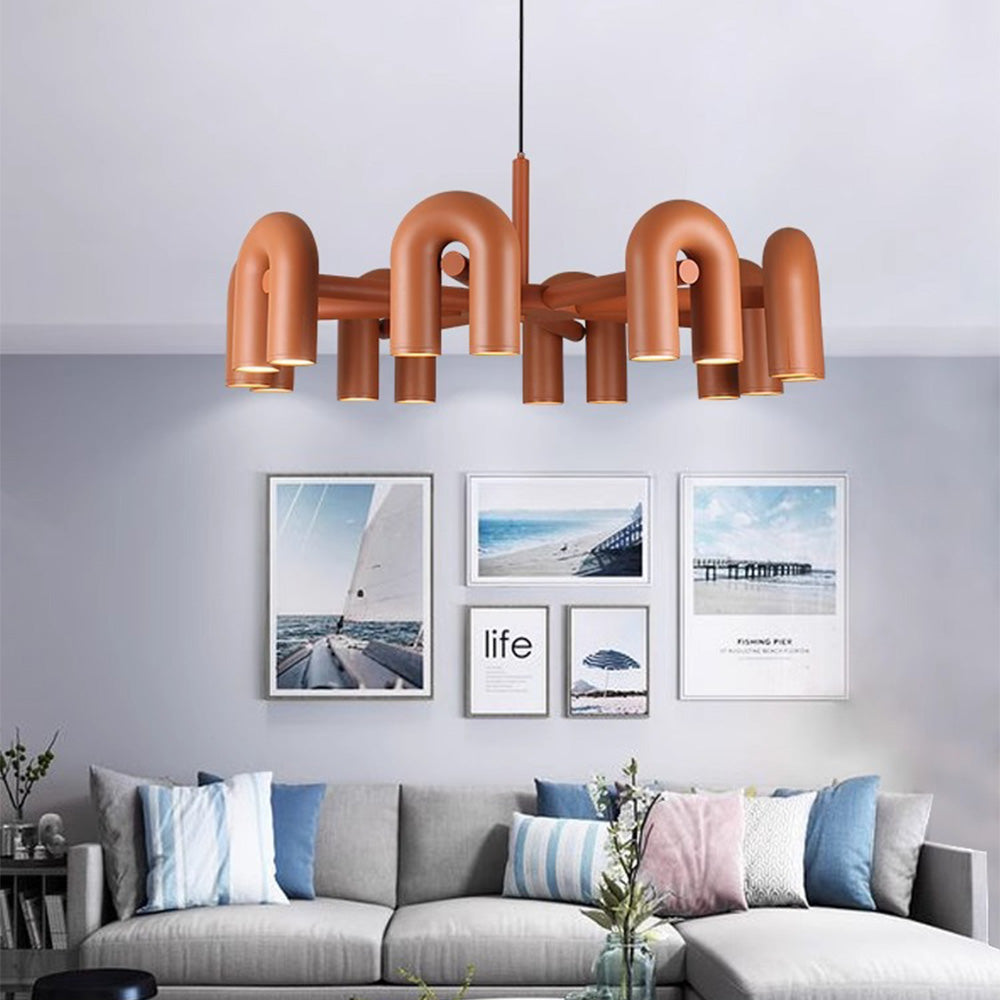 Morandi Creative Pipe Shaped LED Chandelier