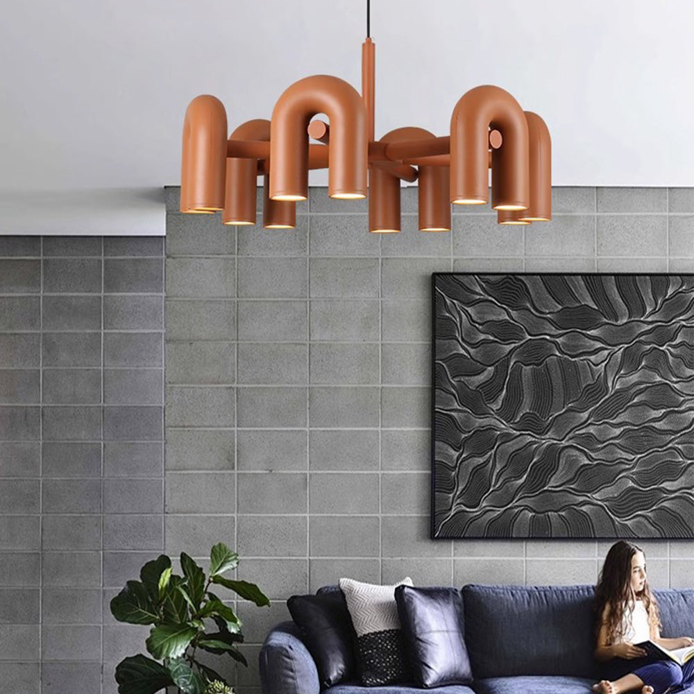 Morandi Creative Pipe Shaped LED Chandelier
