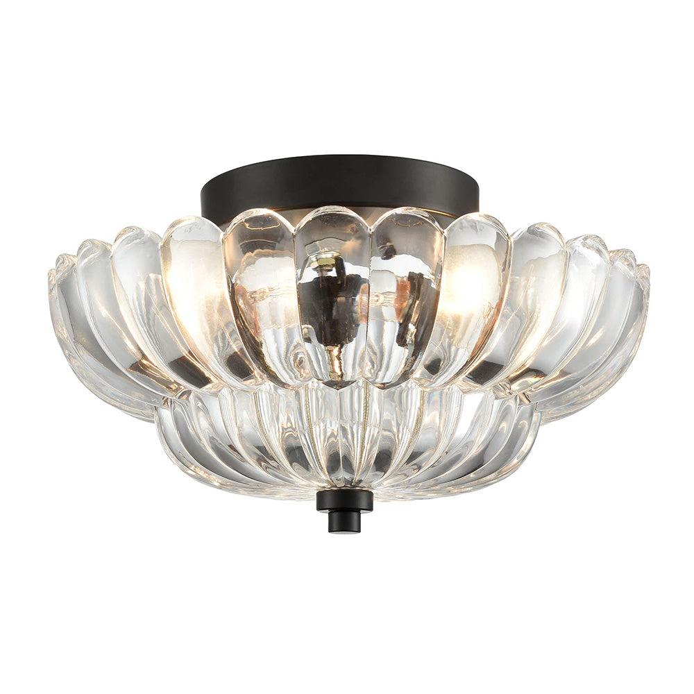 Vintage Amber Glass Semi-Flush Ceiling Light