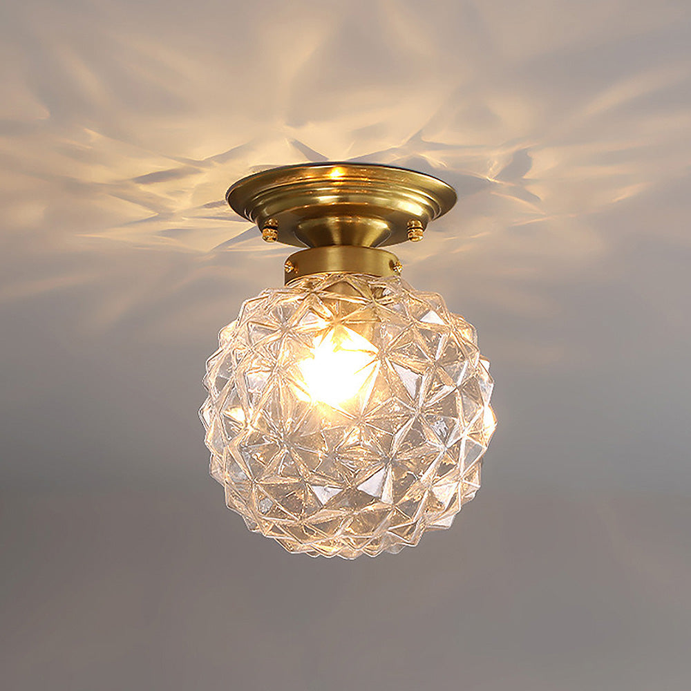 Contemporary Clear Glass Ball Hallway Ceiling Light