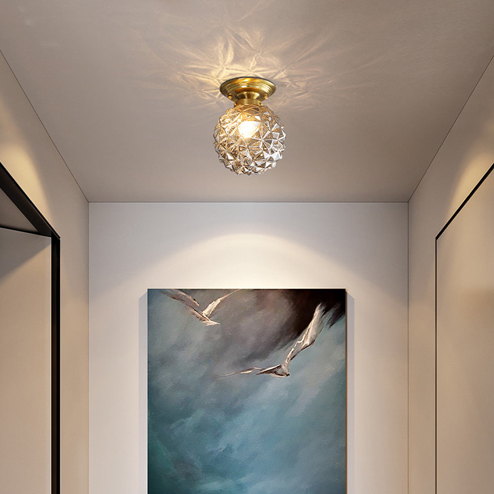 Contemporary Clear Glass Ball Hallway Ceiling Light