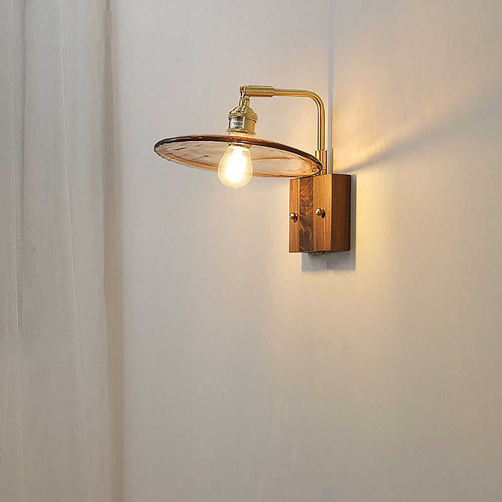 Mid-Century Brown Clear Glass Wall Light