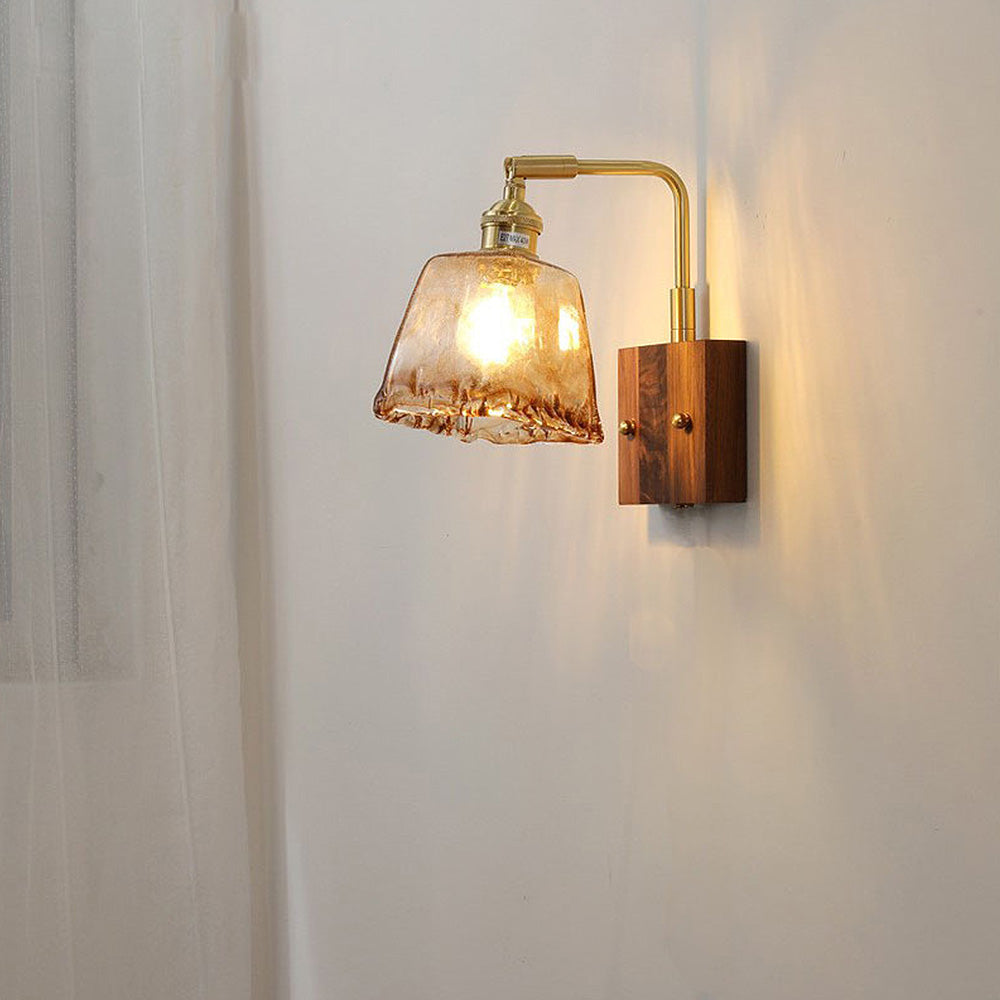 Mid-Century Brown Clear Glass Wall Light