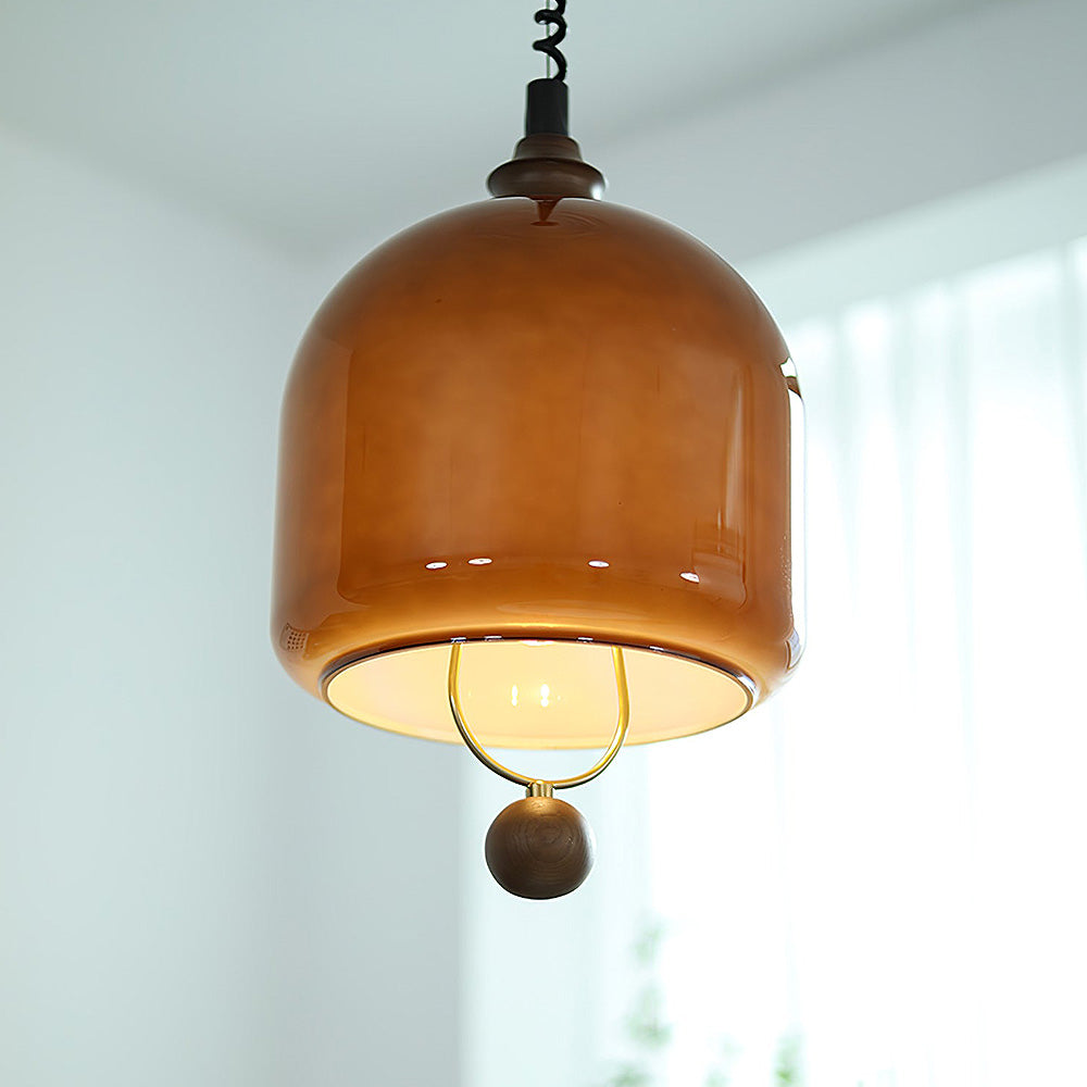 Vintage Amber Glass Lantern LED Pendant Light -Lampsmodern