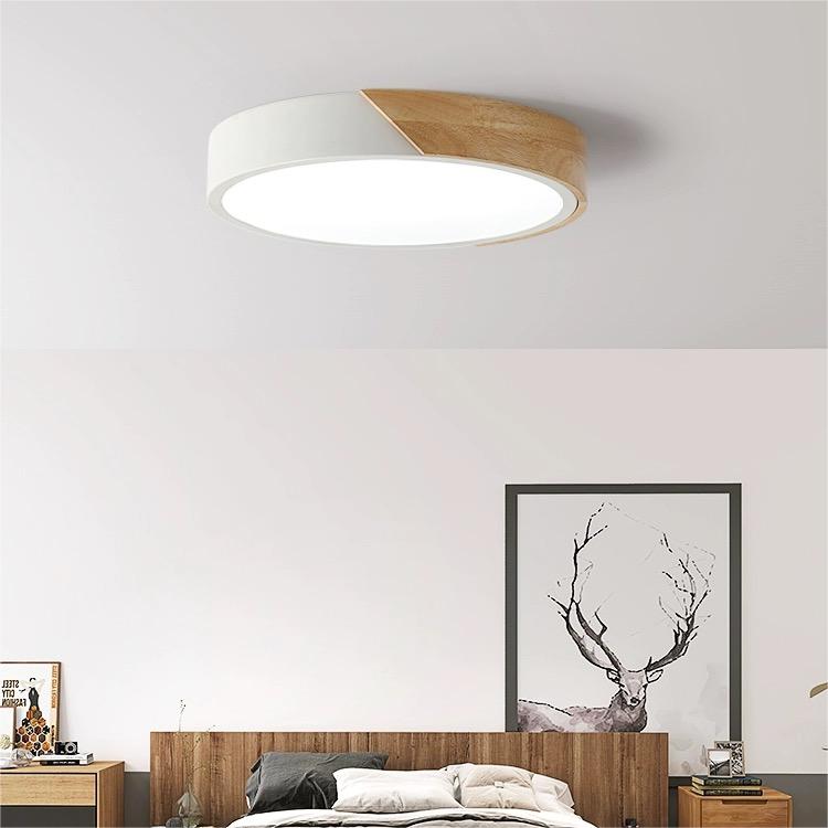 Macaron Round LED Dimmable Wood Ceiling Lamp