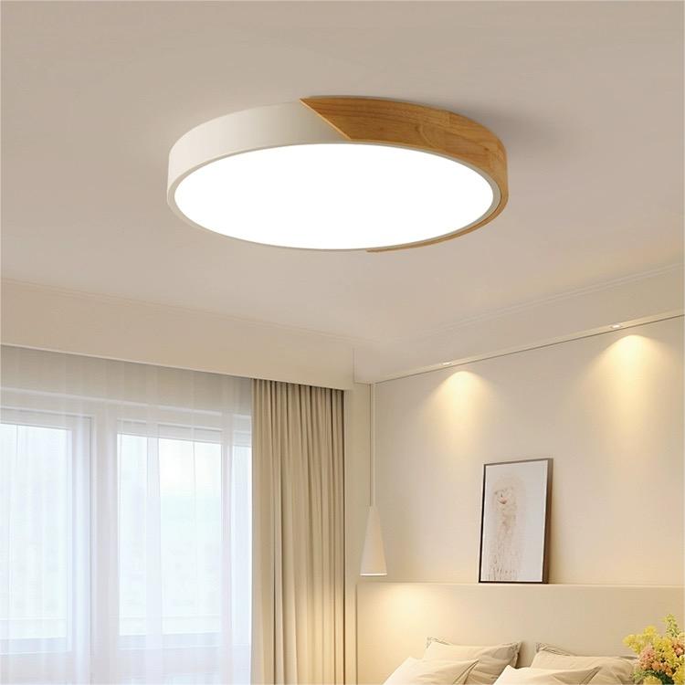 Macaron Round LED Dimmable Wood Ceiling Lamp