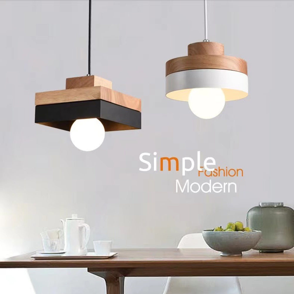 Industrial Wood Pendant Light