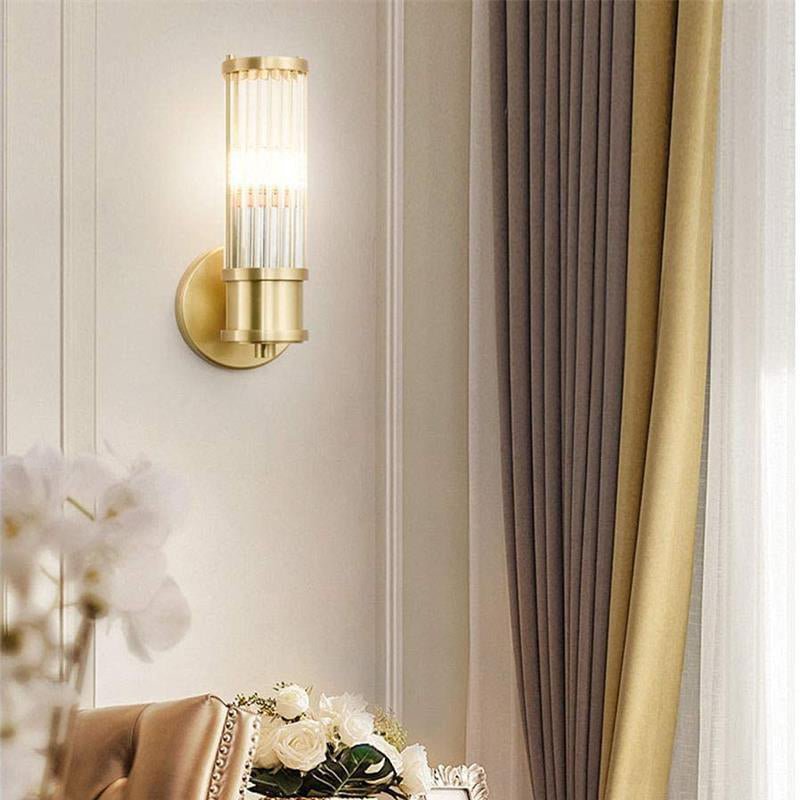 Modern Brass Gold Crystal Wall Sconce