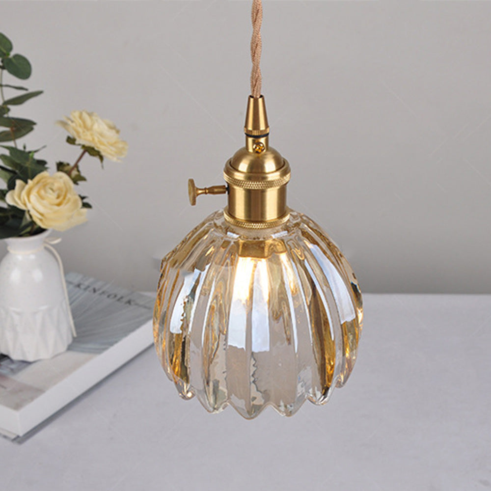 Mid-Century Flower Shade Clear Pendant Light