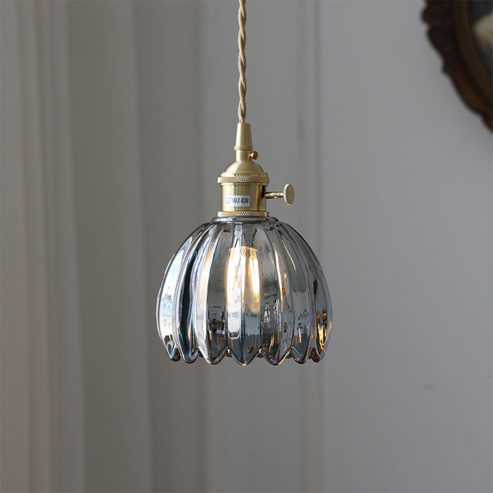 Mid-Century Flower Shade Clear Pendant Light
