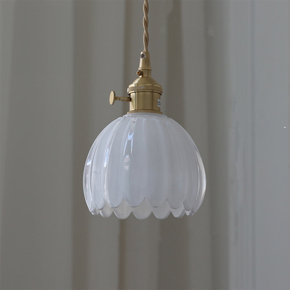 Mid-Century Flower Shade Clear Pendant Light