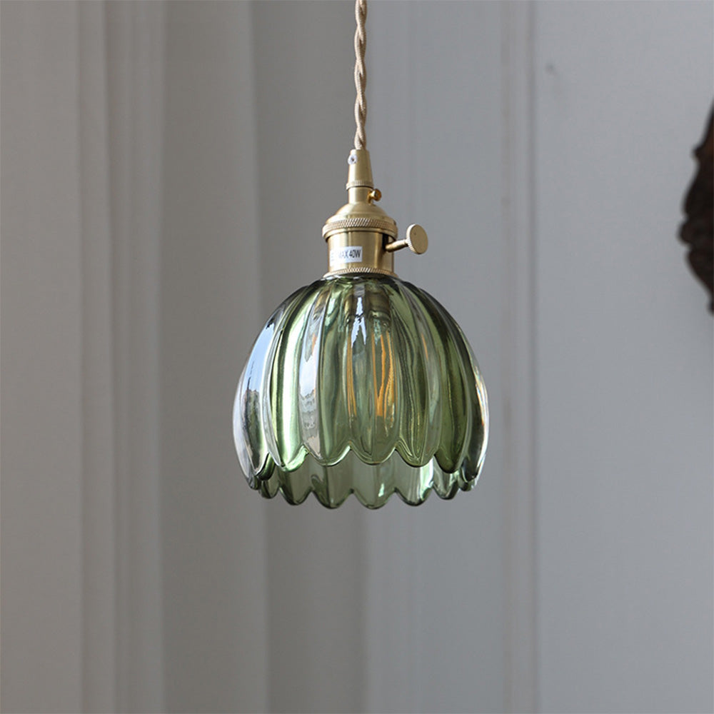 Mid-Century Flower Shade Clear Pendant Light