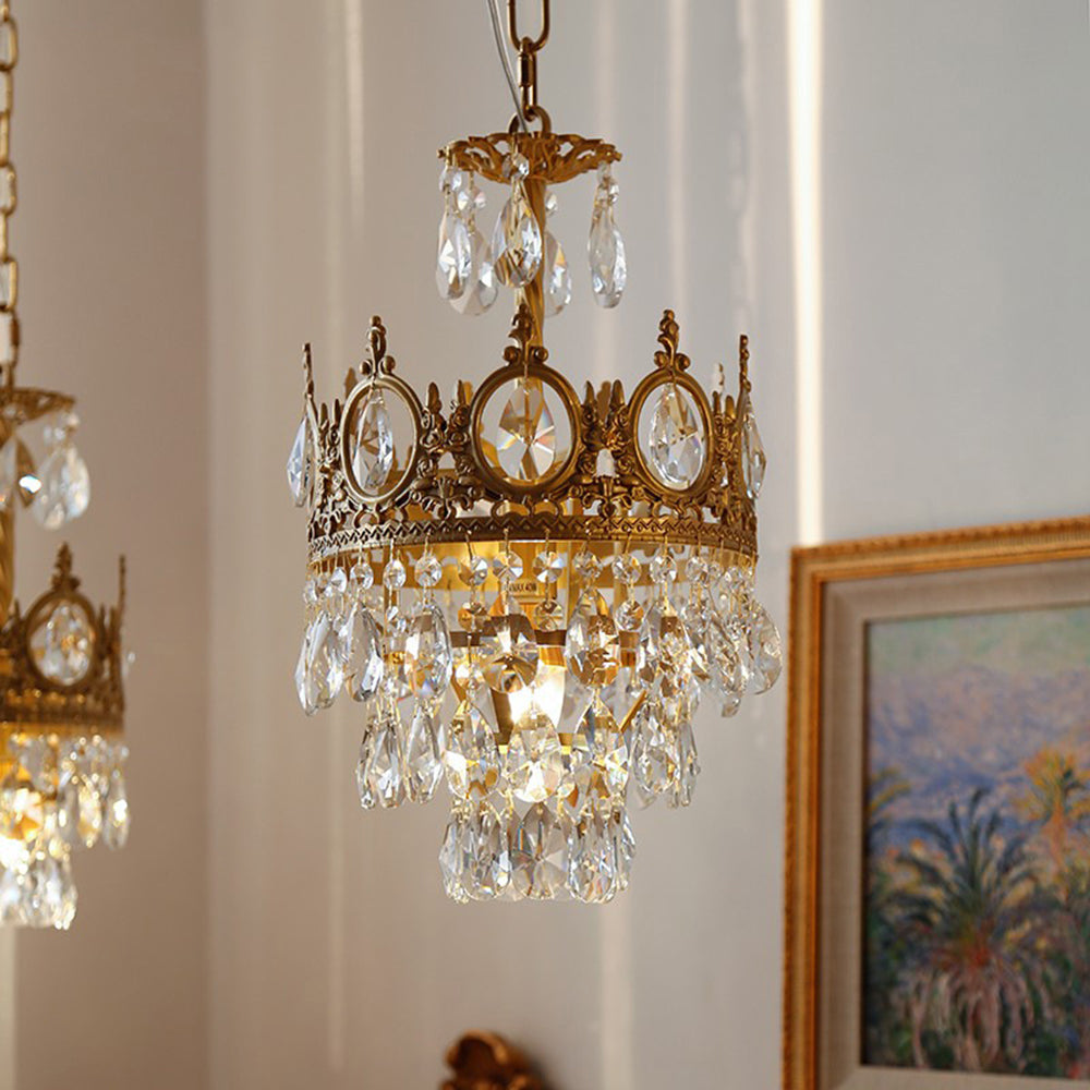 Retro French Gold Crystal Chandelier