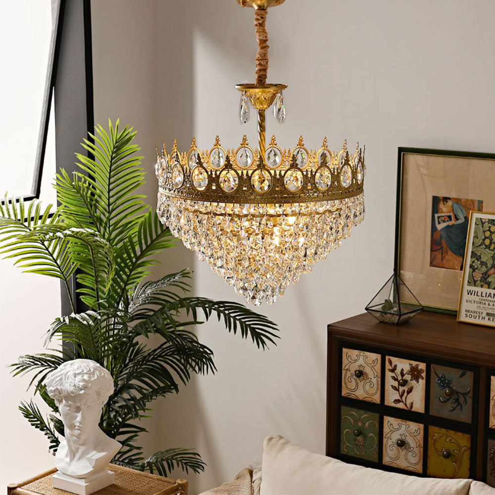 Retro French Gold Crystal Chandelier
