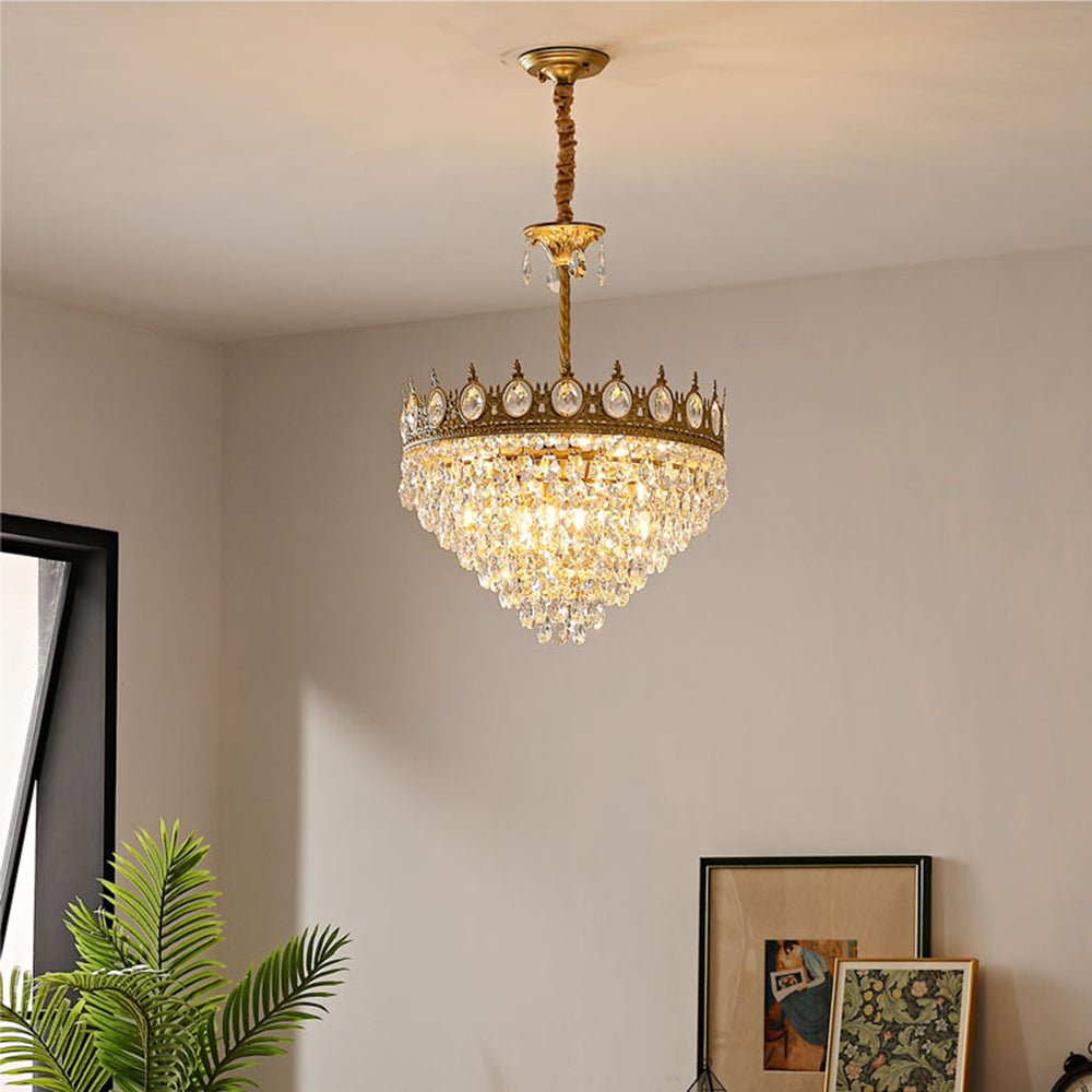 Retro French Gold Crystal Chandelier