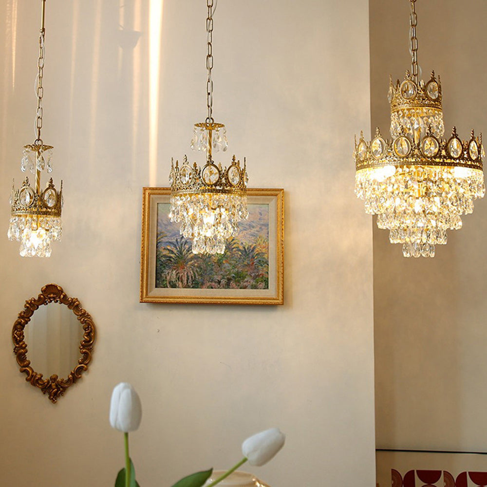 Retro French Gold Crystal Chandelier