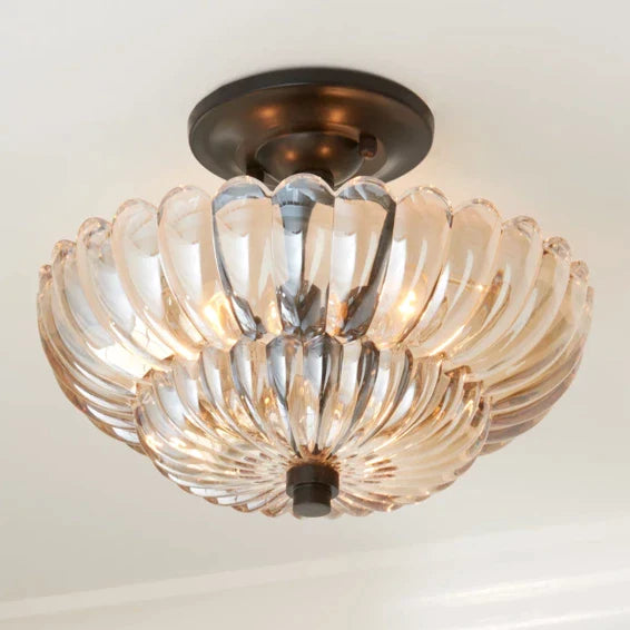 Vintage Amber Glass Semi-Flush Ceiling Light Shades Of Light