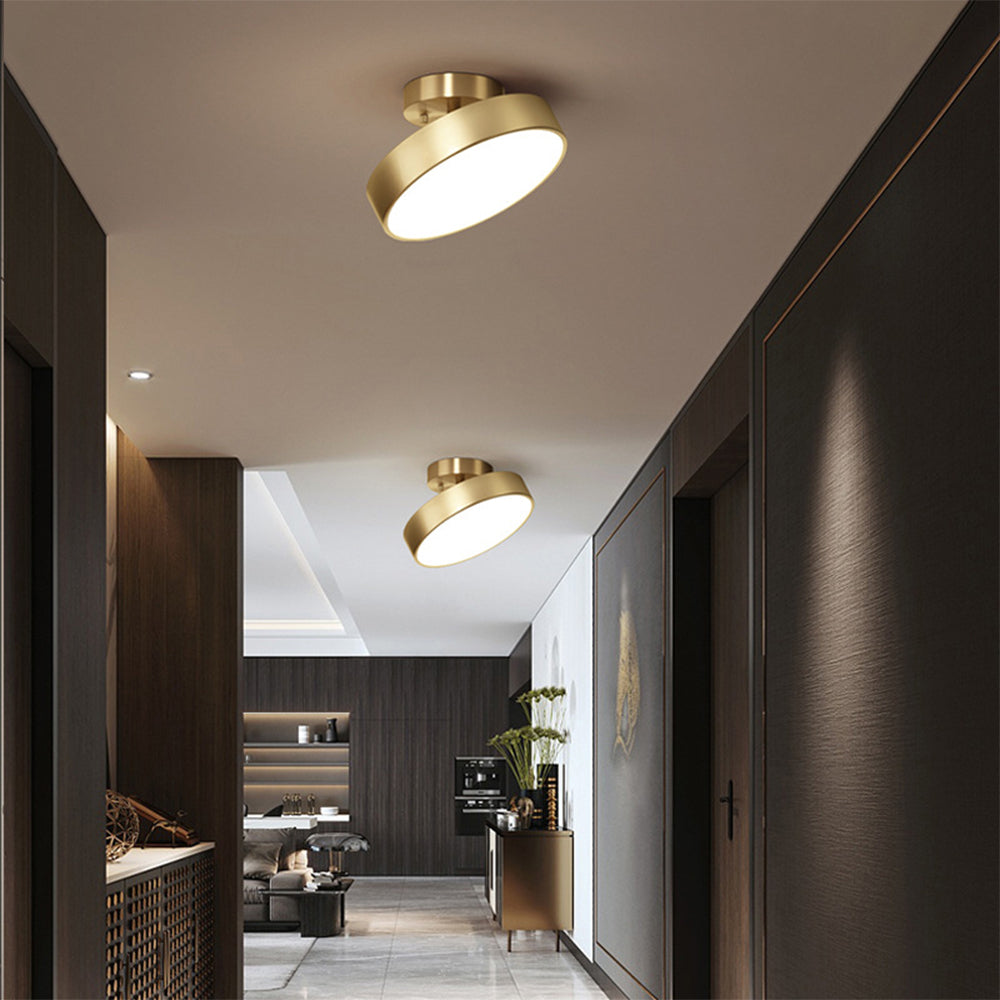 Simple Led Copper Semi Flush Mount Ceiling Light