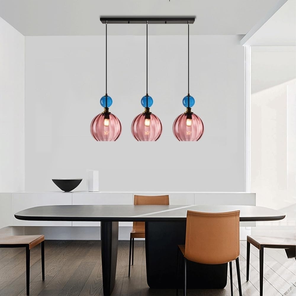 Vintage Colored Globe Glass Pendant Light