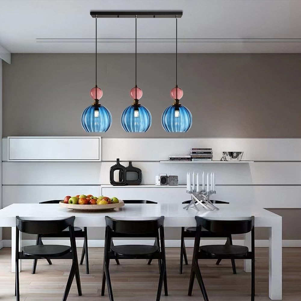 Vintage Colored Globe Glass Pendant Light