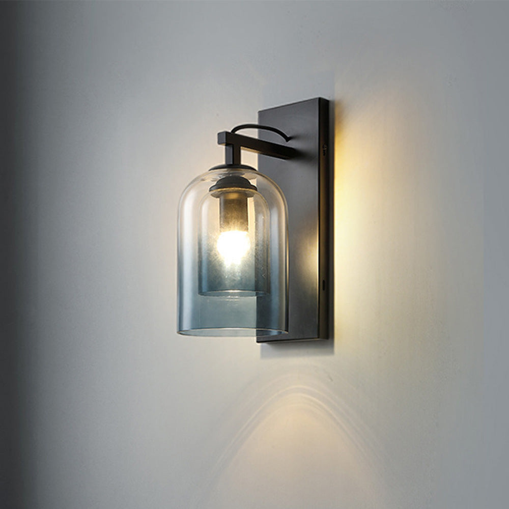 Scandinavian Cylinder Clear Double Glass Layer Wall Light