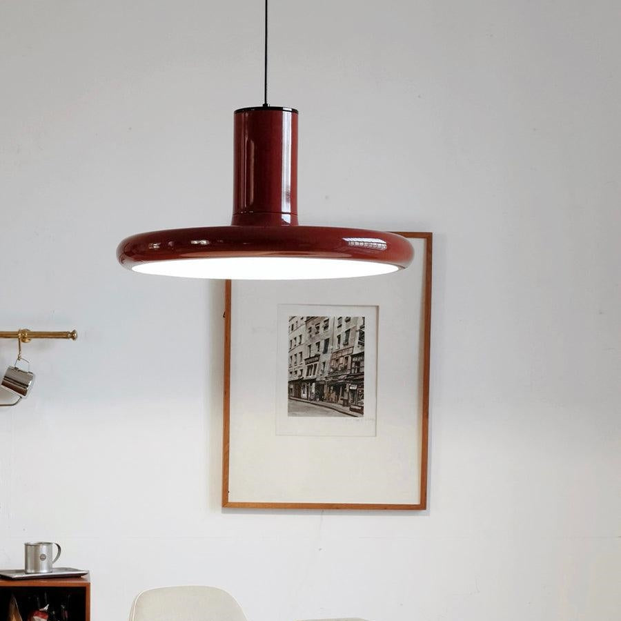 Modern Simple Red Metal Saucer Pendant Light