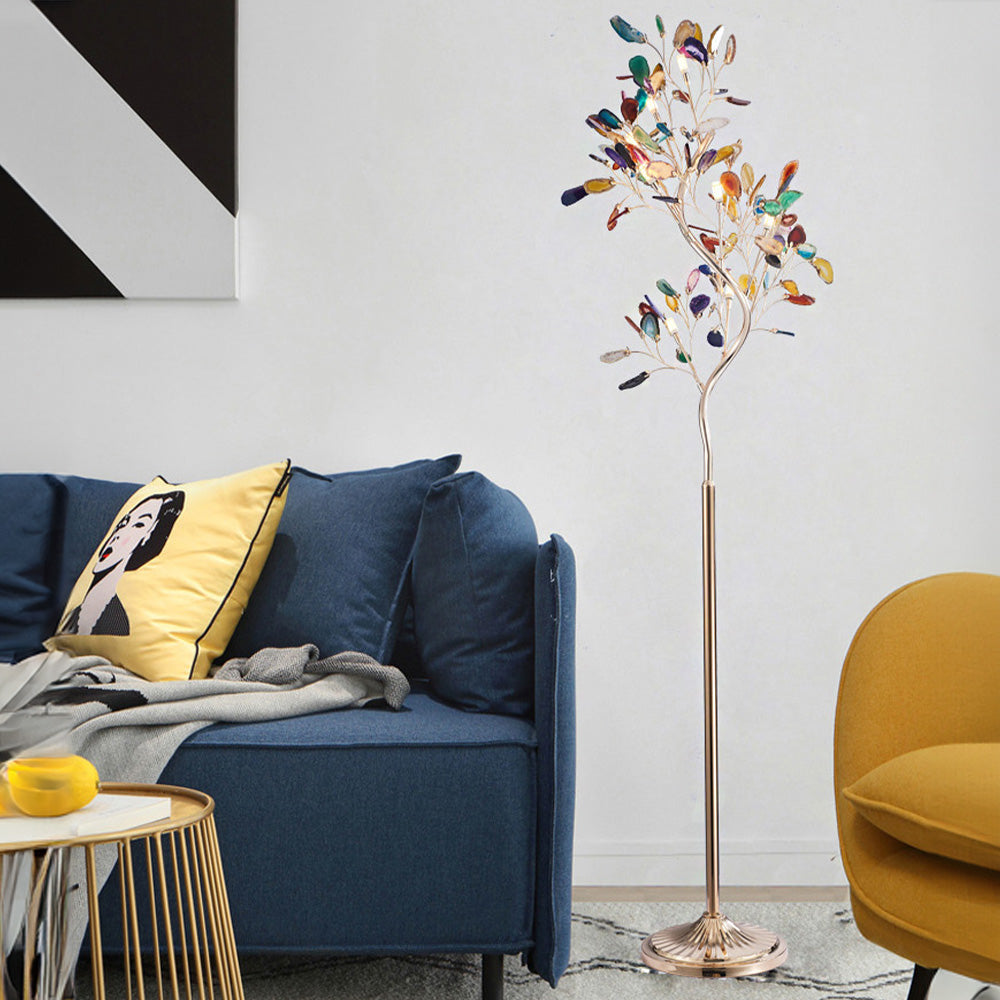 Colored Agate Tree Branch Shaped Floor lamp
