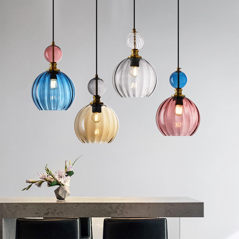 Vintage Colored Globe Glass Pendant Light