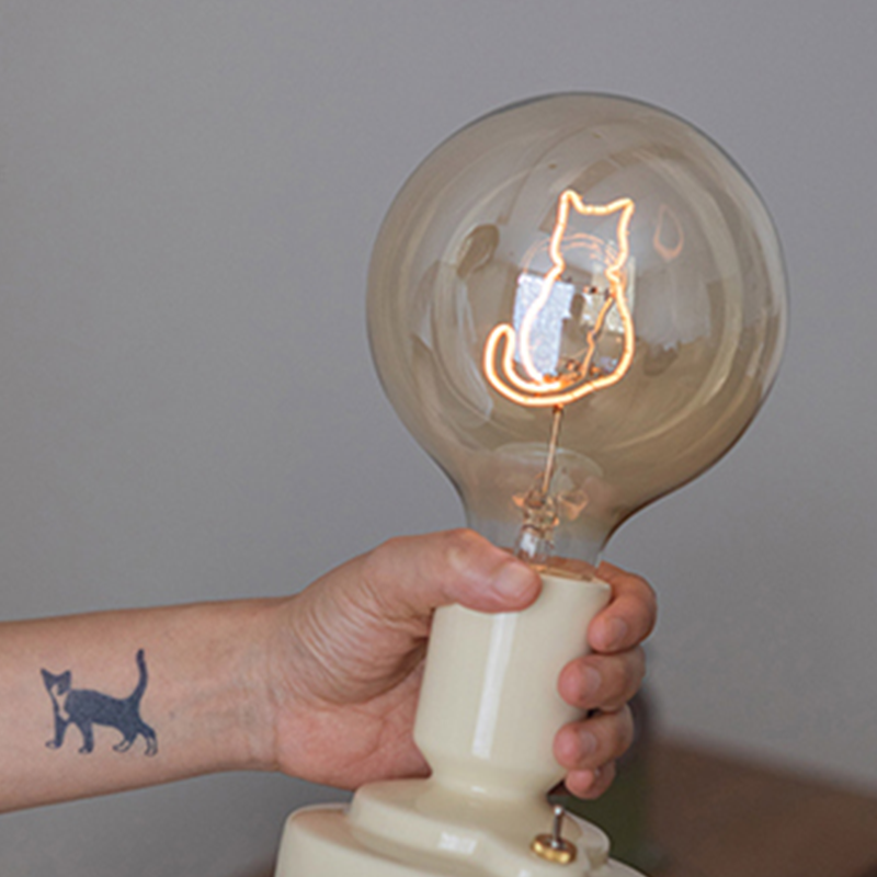 Cute Pink & White Cat Pattern Table Lamp