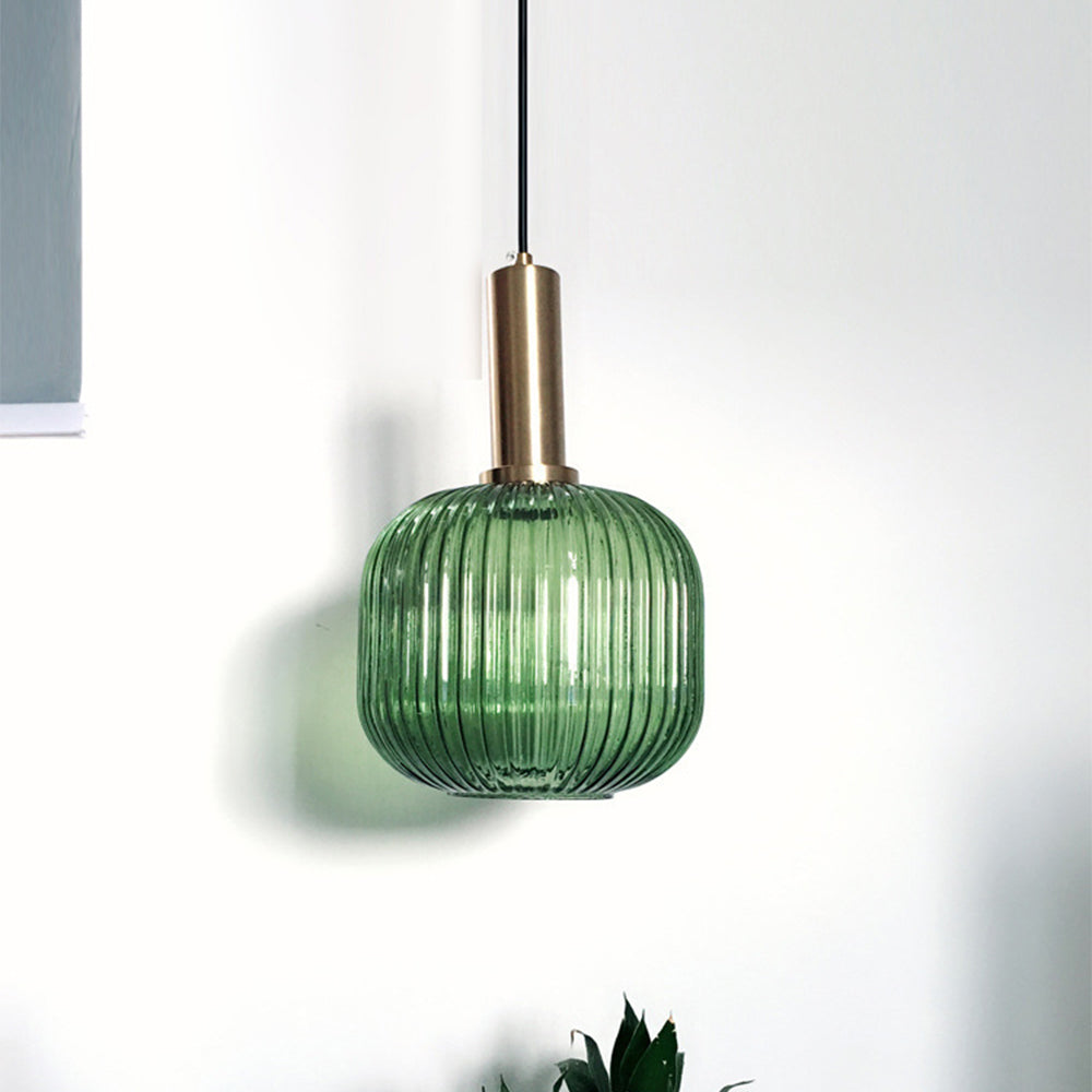 Vintage Stained Glass Lantern Shape Pendant Light