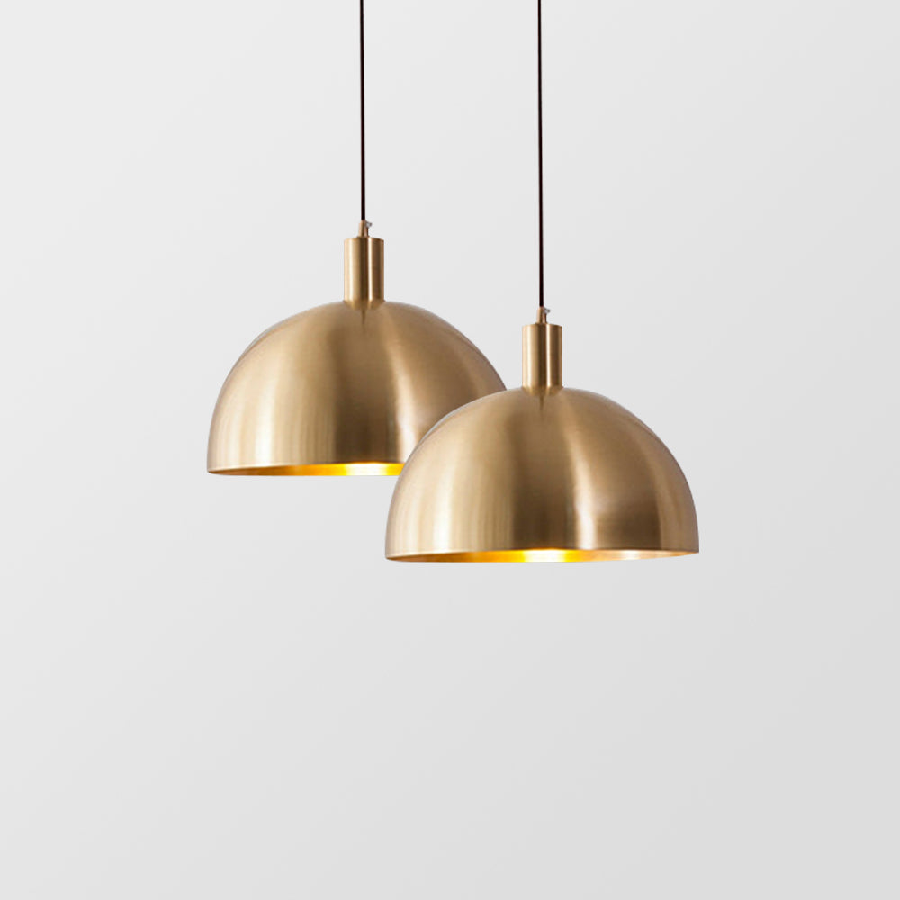Mid-Century Modern Brass Dome Hanging Pendant Light