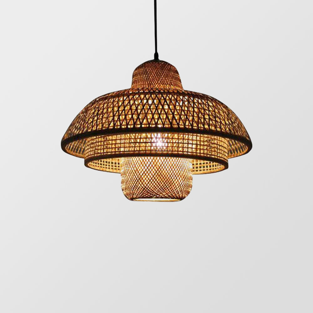 Modern Rattan Dome Latern Pendant Light For Living Room