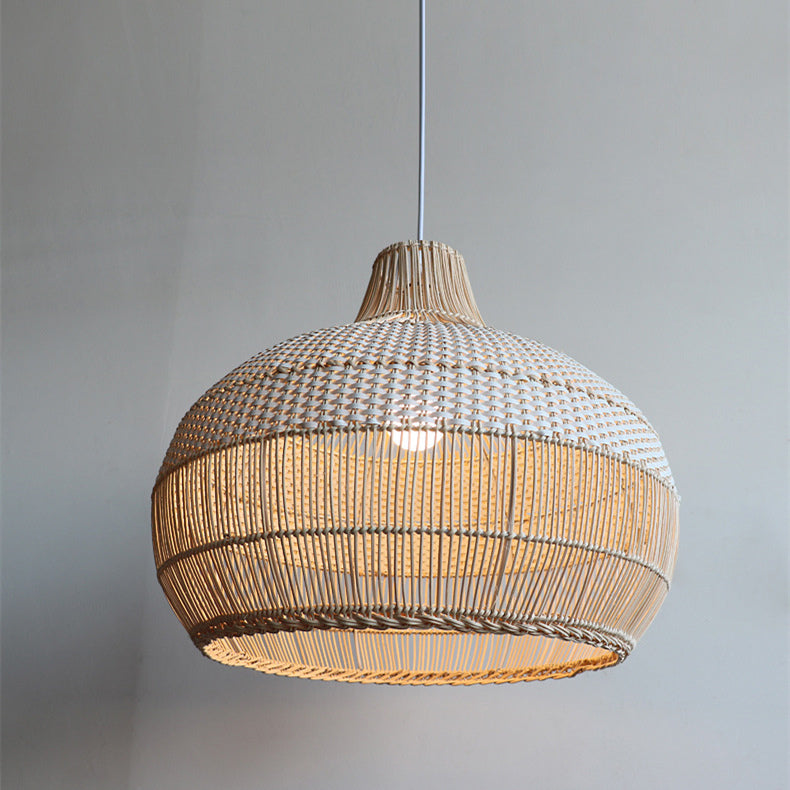 Handwoven Rattan Kitchen Island Pendant Lighting Wicker Lamp Shade -Lampsmodern