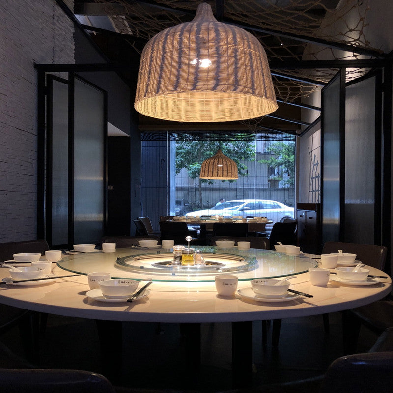 Rattan Bamboo Basket Dining Room Pendant Light -Homdiy