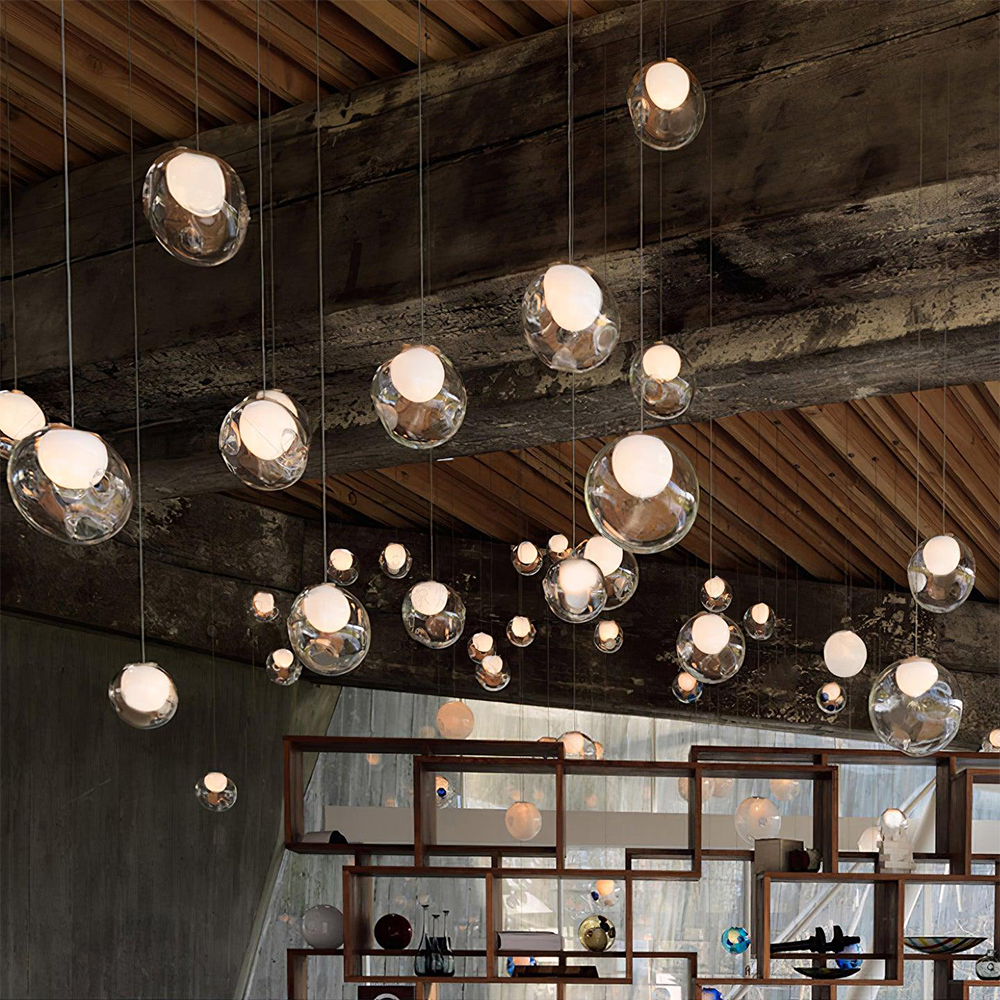 Multi-heads Glass Globe Cluster Stairway Light Pendant Light