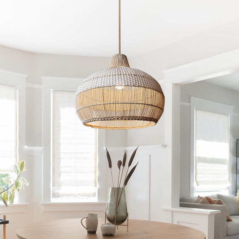 Handwoven Rattan Kitchen Island Pendant Lighting Wicker Lamp Shade -Lampsmodern