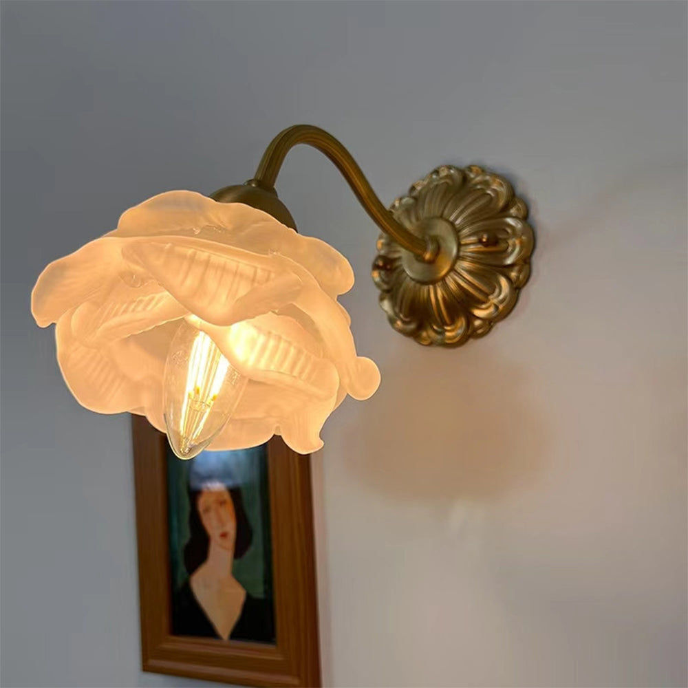 Vintage Copper Flower Petal Glass Wall Lamp -Homdiy
