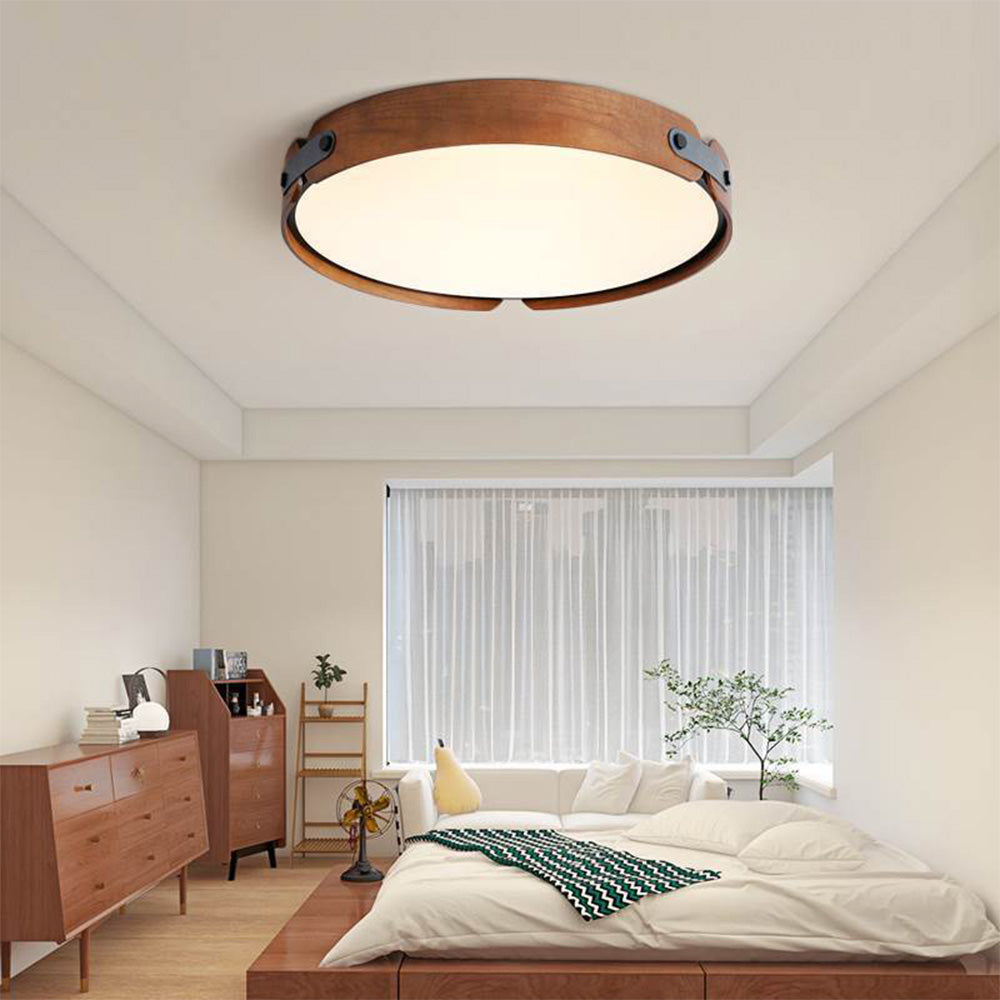 Retro Simple Round Wood Ceiling Lamp