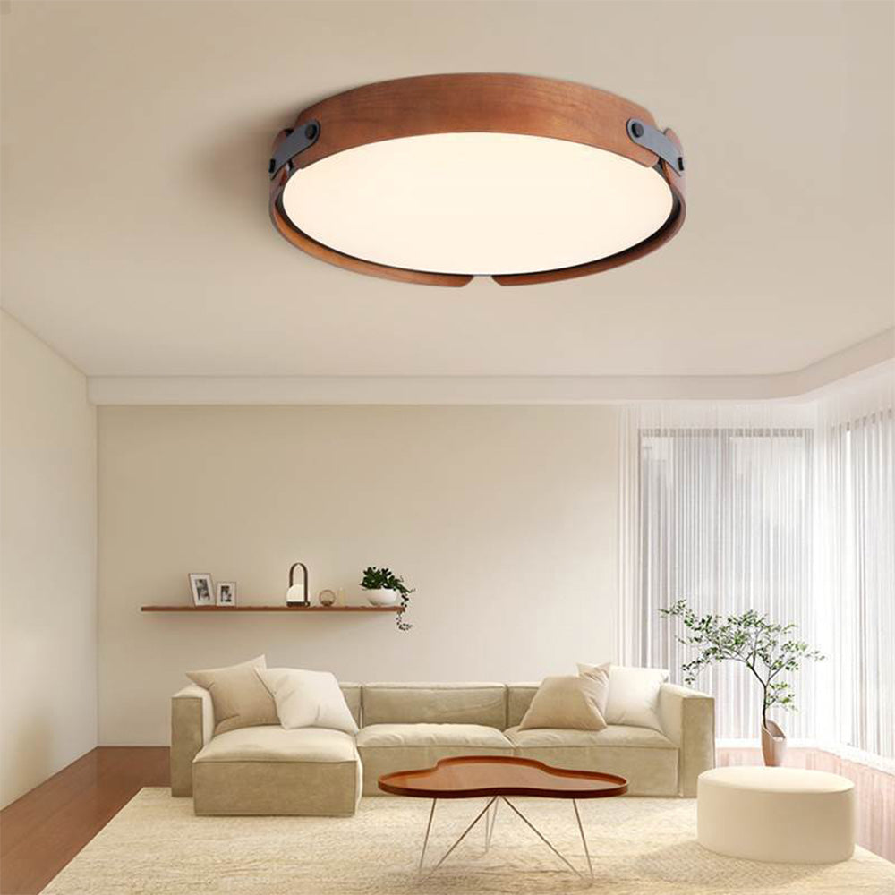 Retro Simple Round Wood Ceiling Lamp