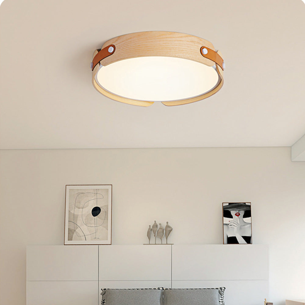 Retro Simple Round Wood Ceiling Lamp