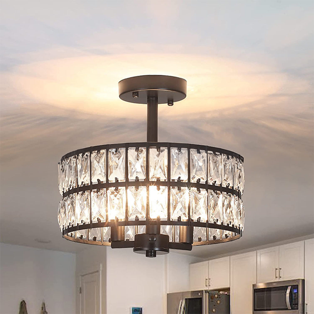 Mid-Century Crystal Glass Ceiling Lamp