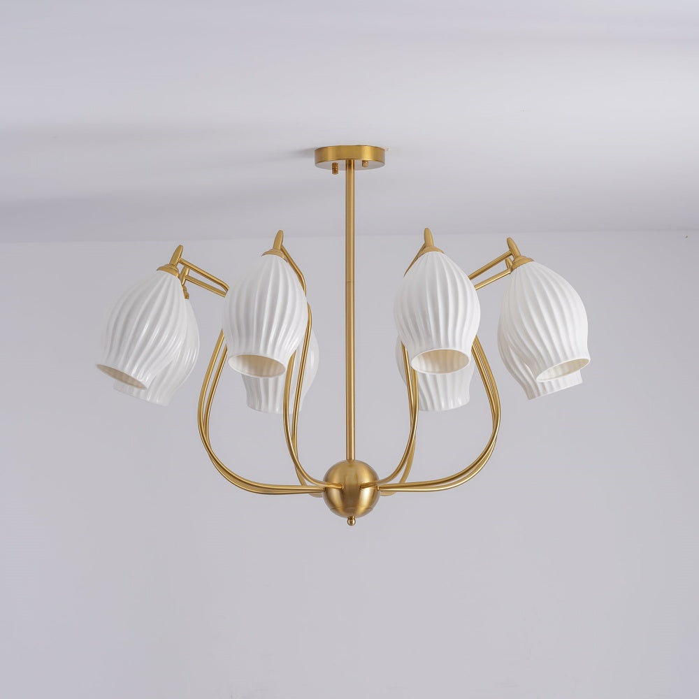 Modern Ceramic Ribbed Chandelier For Dining Room -Homdiy