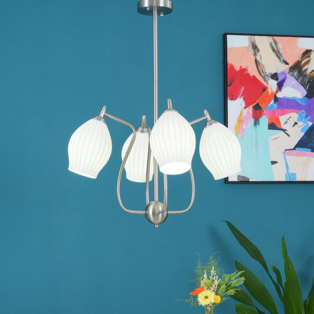 Modern Ceramic Ribbed Chandelier For Dining Room -Homdiy