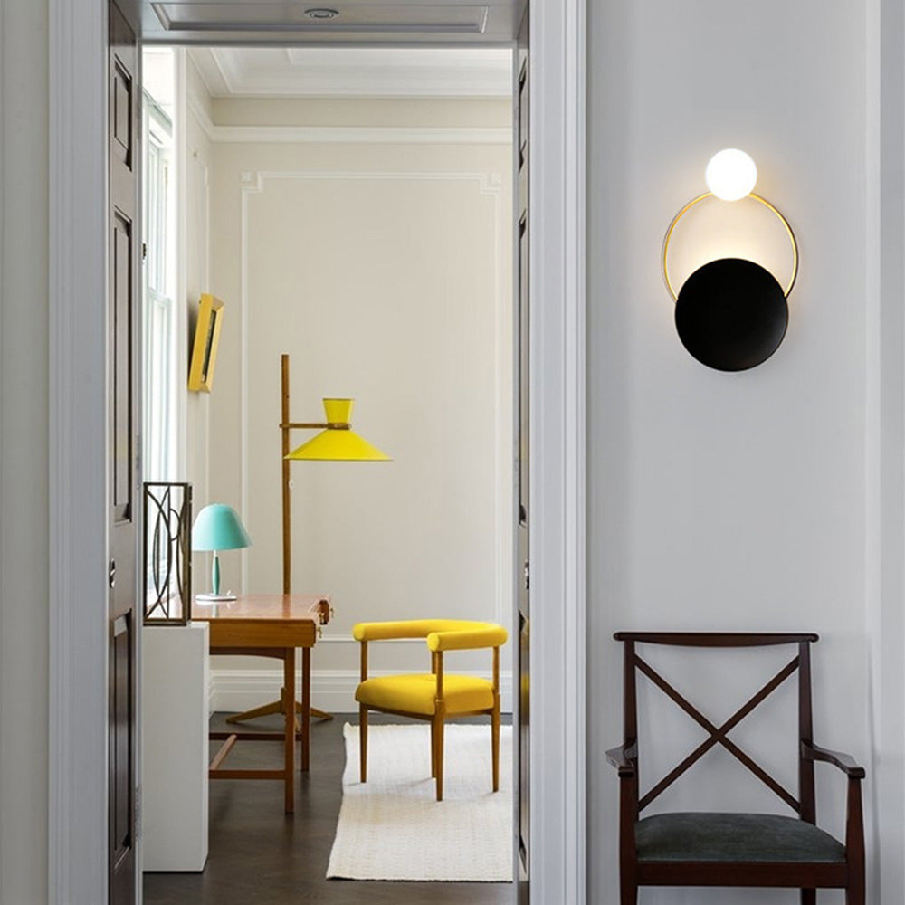 Nordic Simple Black Gold Wrought Iron Circle Aisle Corridor Wall Light