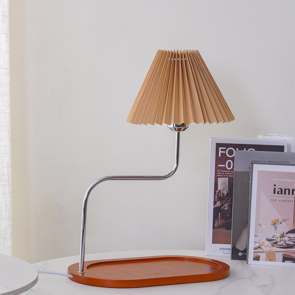 Solid Wood Retro Style Umbrella Shaped Table Lamp